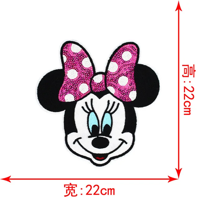 Disney Sequins Clothing Patch Mickey Minnie Mouse Patches Cartoon Sew Clothes Patch for T-shirt Coat DIY Decoration Women Gift Brass
