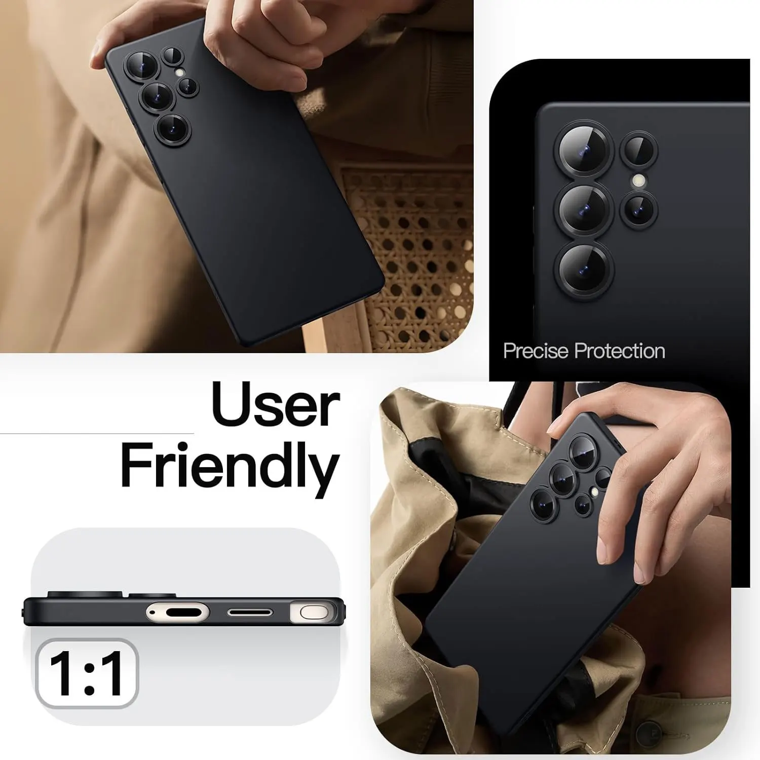 Black Shockproof Silicone Phone Case - Protective Soft Cover