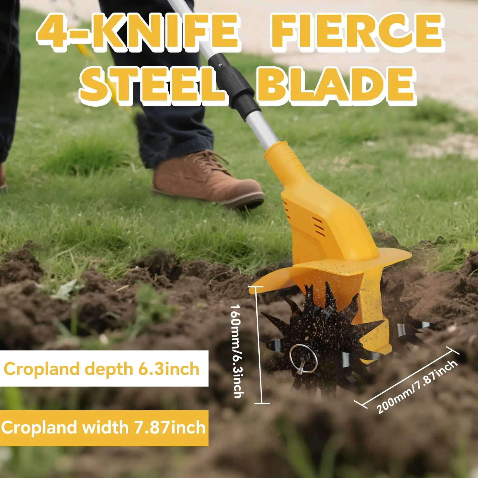 330RPM Garden Cultivator Brushless Cordless Tiller Cultivator for DeWalt 20V Bat