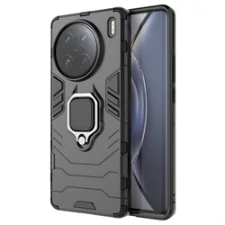Vivo X90 Pro 5G Shockproof Armor Phone Case - Durable Hard PC Back Cover for Vivo X80 (DarkBlack)