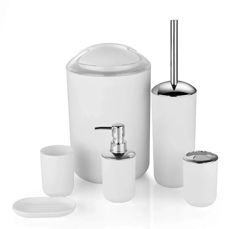Bathroom Supplies Toothbrush Holder Soap Box Toilet Brush Bathroom Storage Wash Set Washable 6pcs/Set