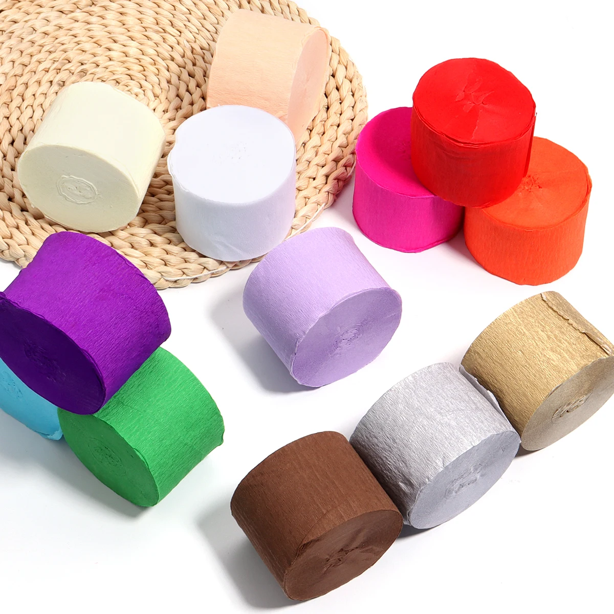 Vibrant Crepe Paper Roll for Creative Crafts and Gift Wrapping - 18 Colors, 4.5x2500cm