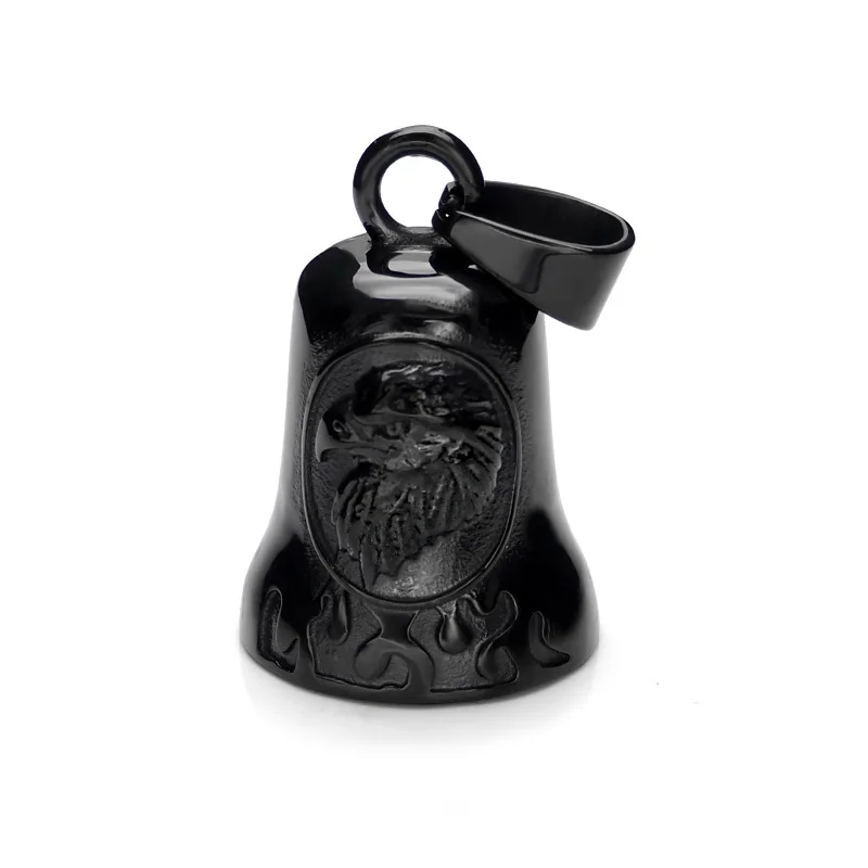 Free Shipping Punk Stainless Steel Silver Color Black Plated Fire Eagle Biker Motorcycle Tinkle Gold Plated Bell Pendant Jewelry 6