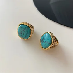 Turquoise Woven Wheat Stems Ring - Vintage French Design Jewelry Accessory - No. 8 (Pink crystal model)