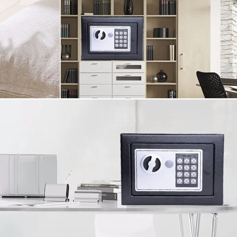 Small Digital Safe Steel Money Room Safe with Key for Safe Storage of Money, Jewelry or Documents Fireproof Money Holder