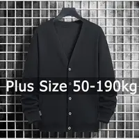 Plus Size Sweater Cardigan Men Knitted Tops 9XL 8XL 50-190kg Autumn Winter Solid Color Long Sleeve Sweaters Big Size Clothing 1