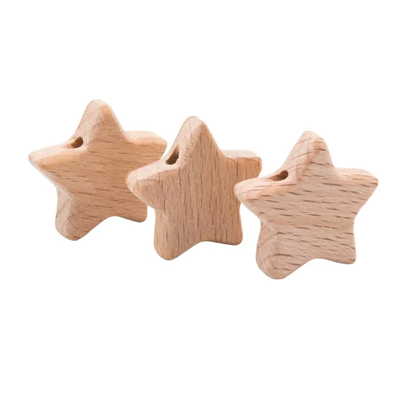 5/10pcs Natural Beech Wooden Beading Beads for Baby Teethers Heart DIY Necklace Pacifier Chain Crafts Jewelry Children Product