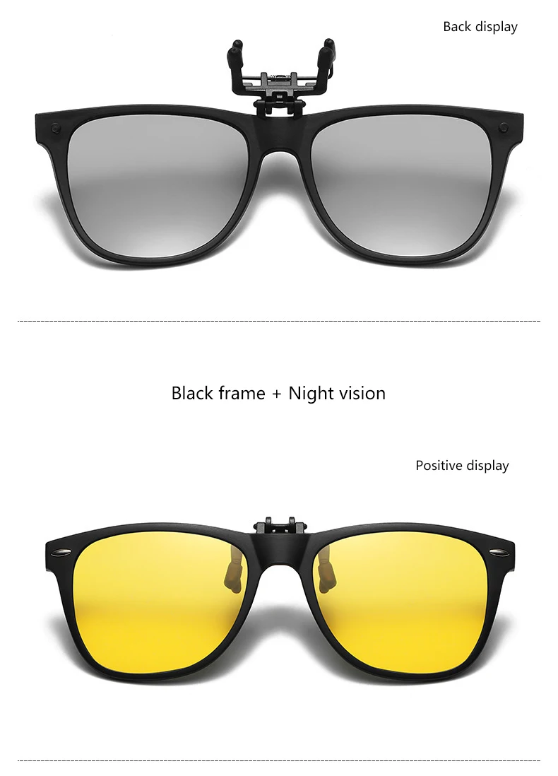 New TR90 Polarized Flip Up Clip on Sunglasses Men Women Photochromic Sunglasses Night Vision Anti Glare Driving Fishing_voghion.com