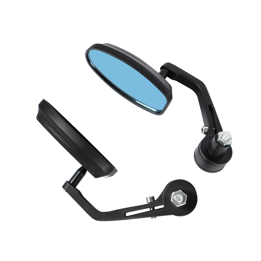 오토바이 블랙 7/8 핸들 바 엔드 백미러 사이드 미러 타원형 맞춤형 클래식 Harley Chopper Bobber Cafe Racer ATV Quad