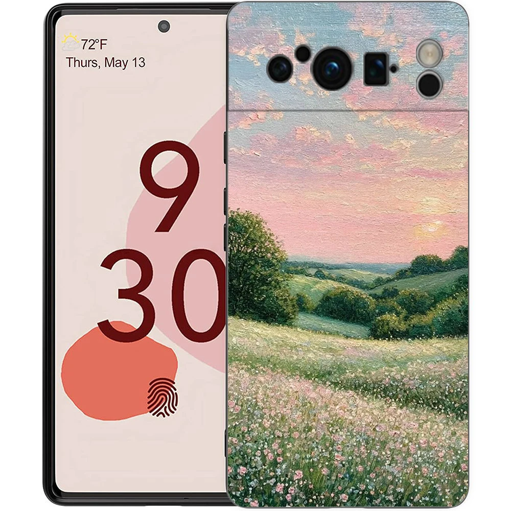 Claude Monet Garden Art Soft TPU Bumper Phone Case - Black Cover