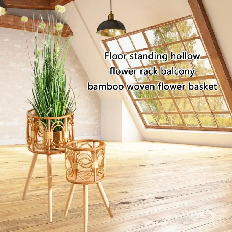 Elegant Large Rattan Floor Standing Planter Basket for Home and Office Decor