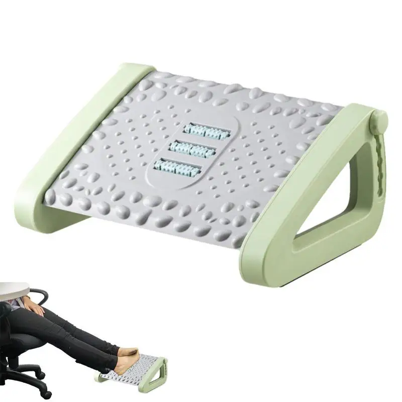 

For Under Desk 6 Heights Adjustable Footrest Ergonomic Tilted Foot Stool With Massage Texture And Rolleror Home Office