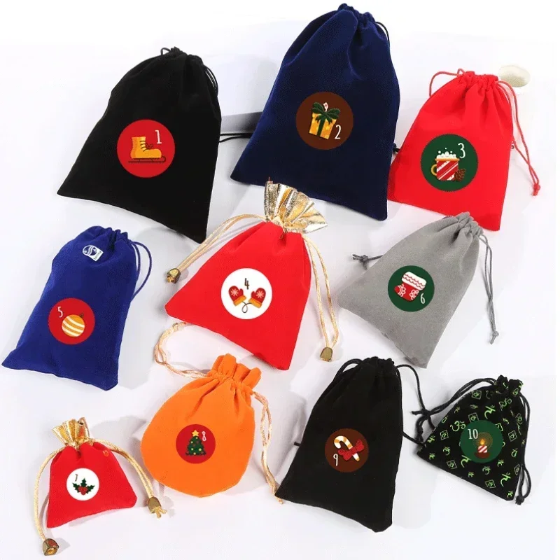 24 Pcs/set Merry Christmas Advent Calendar Number Paper Sticker Cookie Candy Seal Stickers DIY Gift Packaging Labels Xmas Decor