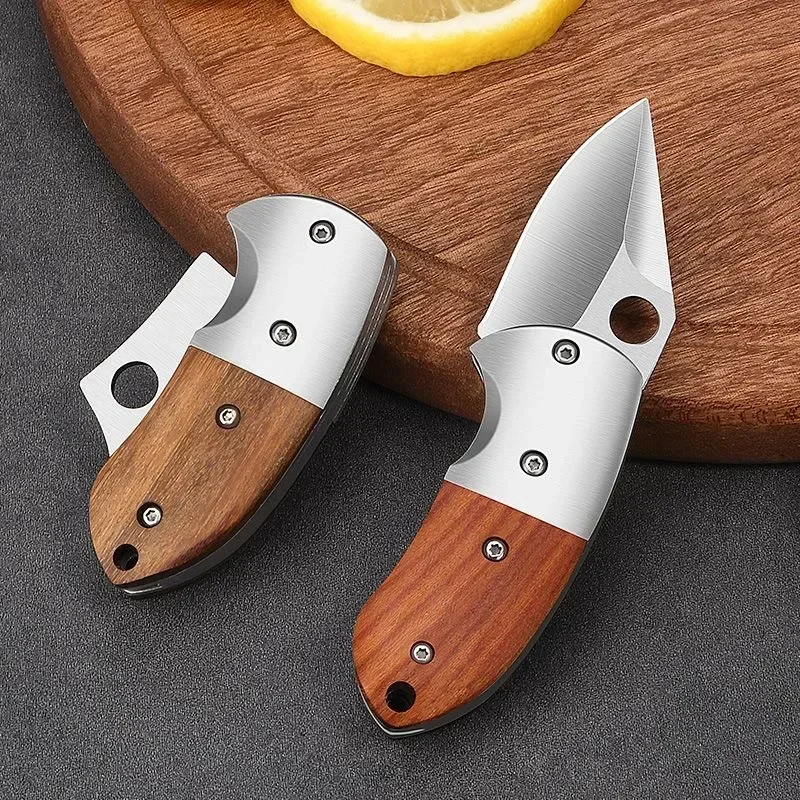 Foldable stainless steel knife fully opened on display