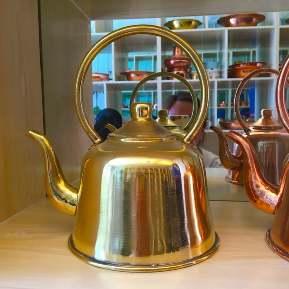 1.5L Pure Copper Teapot Thickened Red Copper Brass Boiling Kettle Anti-Scald Milk Tea Pot Vintage Tea Set For Home