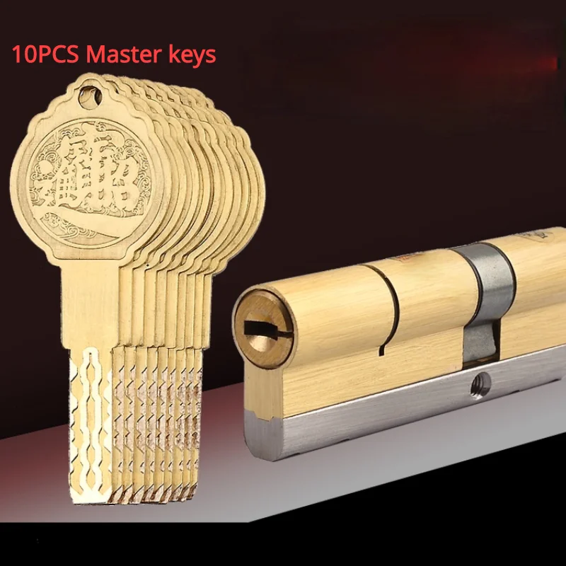 

European standard 10PCS Keys lock cylinder Super Class C anti-theft Door lock core Gate living room door brass lock cilindro