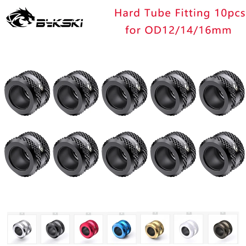 Anti-off Type Hard Tube Fittings Bykski B-FTHTJ 10pcs For OD12/14/16mm Hard Tubes Diamond Pattern Enhanced Silicone