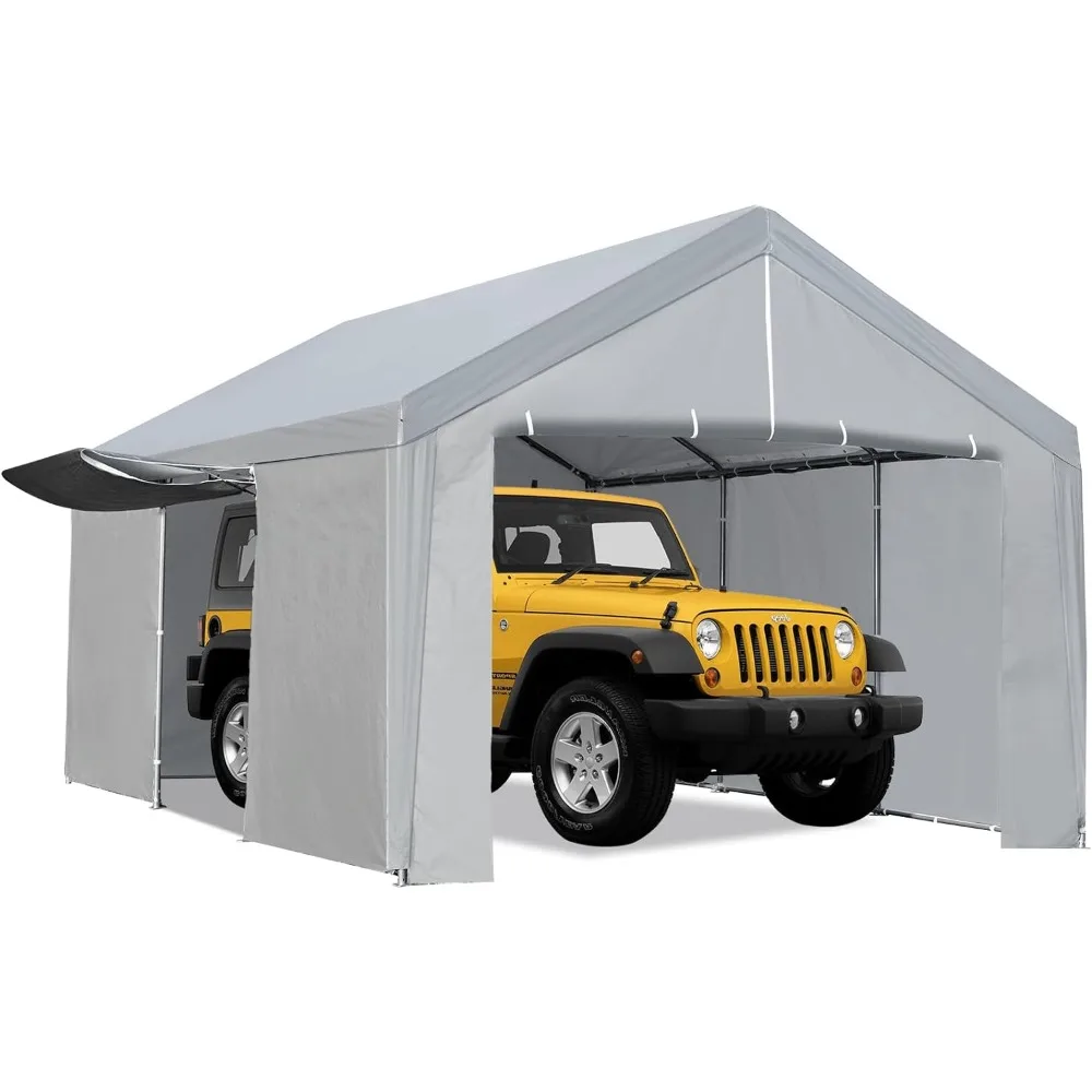 

Carport 10×20 FT Storage Shed, Removable Sidewall & Front & Rear Zipped Doors,180g PE Waterproof Canopy Garage Party Tent