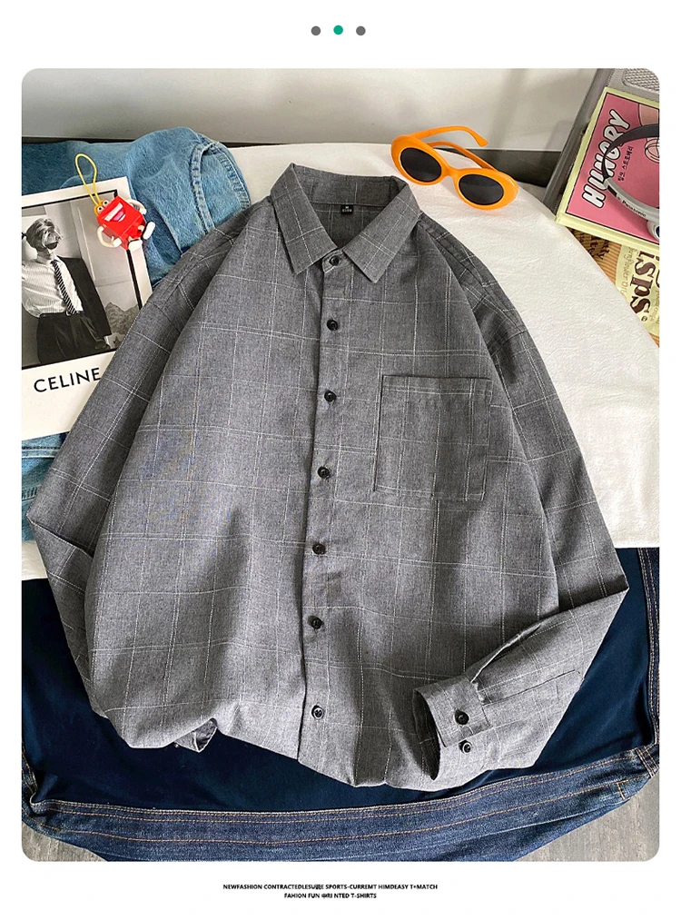 linen short sleeve shirt High Quality Plaid Shirts Men Trendyol Autumn Spring Casual Long Sleeve Shirt Male Oversized Vintage Flannel Social Blouses designer short sleeve shirts