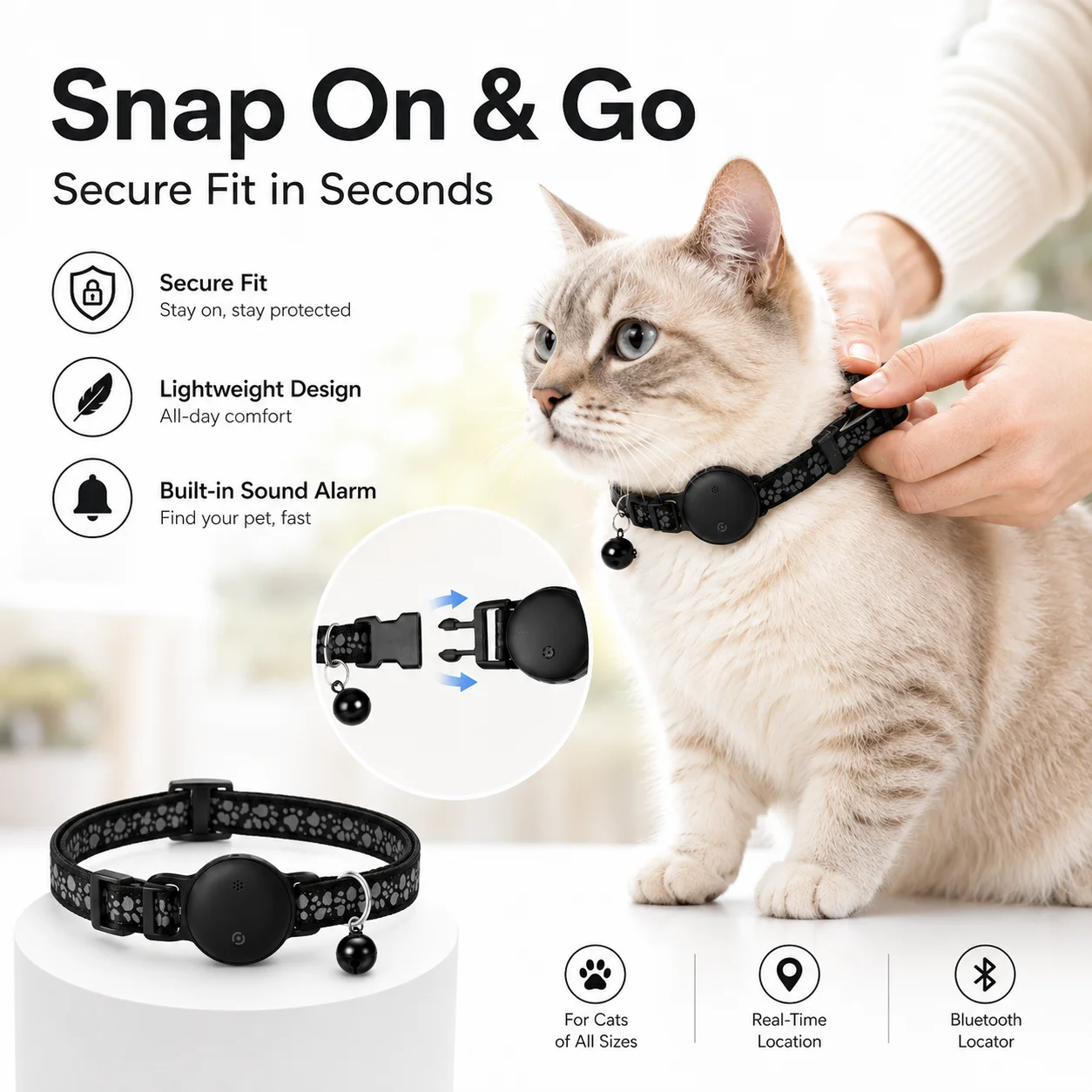 Smart Bluetooth Pet Collar Locator - Portable GPS Tracker
