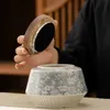 Nordic Retro Flowering Ceramic Tea Caddy Moisture Sealed Storage Box Household Countertop Decoration Jar Crafts Home Decoration 6