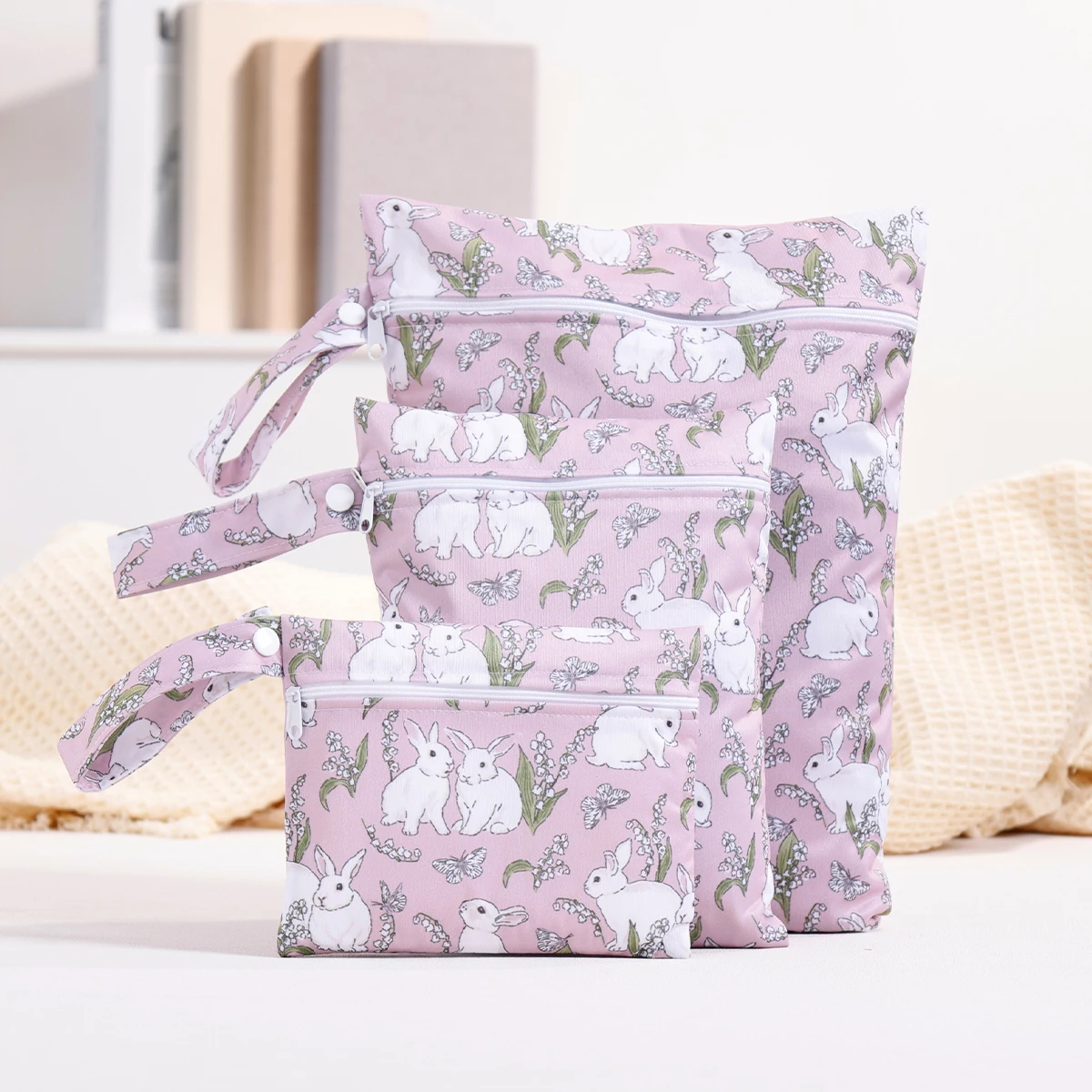 Elinfant Eco-Friendly Waterproof Wet & Dry Portable Diaper and Sanitary Storage Bag Set (3-Pack)