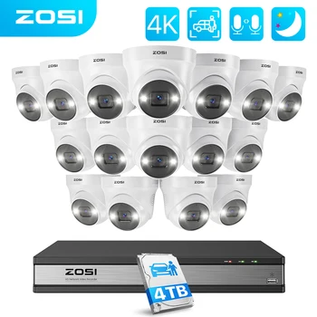 ZOSI 16CH 4K CCTV 보안 IP 카메라 시스템, 야외 8MP 5MP 양방향 오디오, AI 사람 차량 감지 비디오 감시 시스템