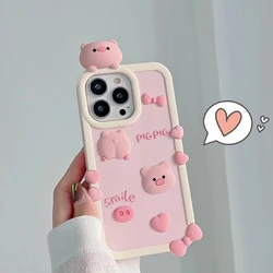 Cute Pink Piggy Soft Silicone Phone Case Cover - 6Plus or 6sPlus (Pink)