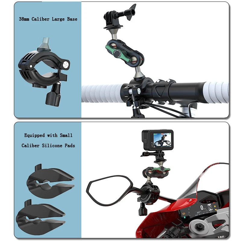 Motocicleta e Bicicleta Guiador Espelho Suporte de Montagem Bicicleta Action Câmera Holder Dji Osmo Insta360 Gopro Hero 12 11 10 8 - Image 4