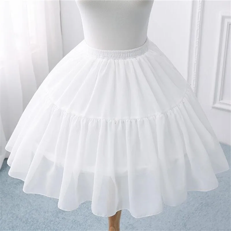 Ball Gown Underskirt Short Dress Cosplay Petticoat Chiffon Tow Bones Lolita Petticoat Ballet Rockabilly Crinoline