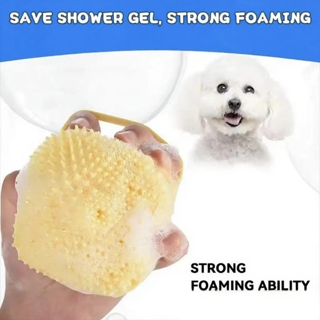 Silicone Soft Rubber Pet Massage Shower Brush with Builtin Shampoo Storage Self Cleaning Detangling for Dogs Cats Grooming Brush 6