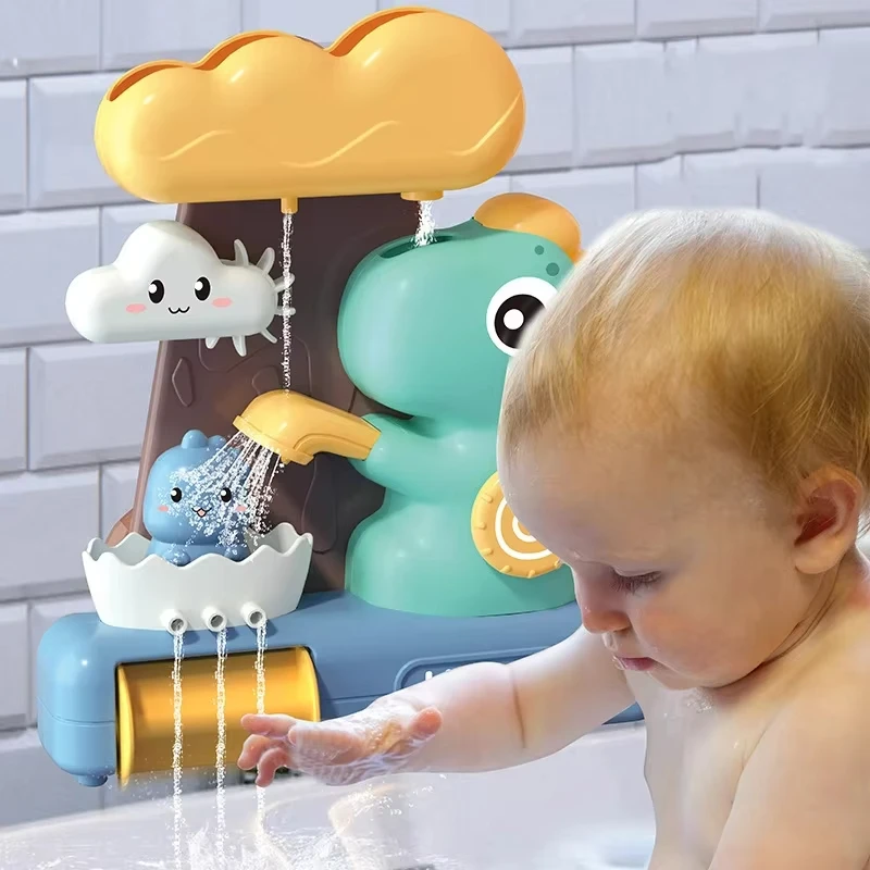Baby Bathroom Water Toys Cartoon Animals Dinosaurs Suction Cup Pipe Assembly Bath Shower Head Children Bathe Play Water Game Toy