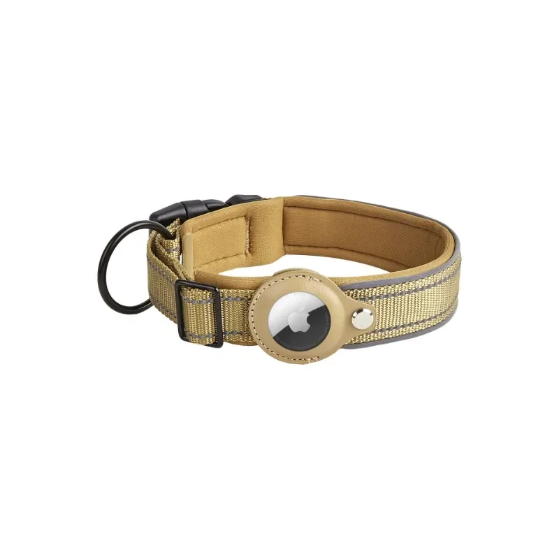 Personalized Pet Collar Leather Anti lost Collar for Airtag Location Tracker Protective Case Adjustable Design