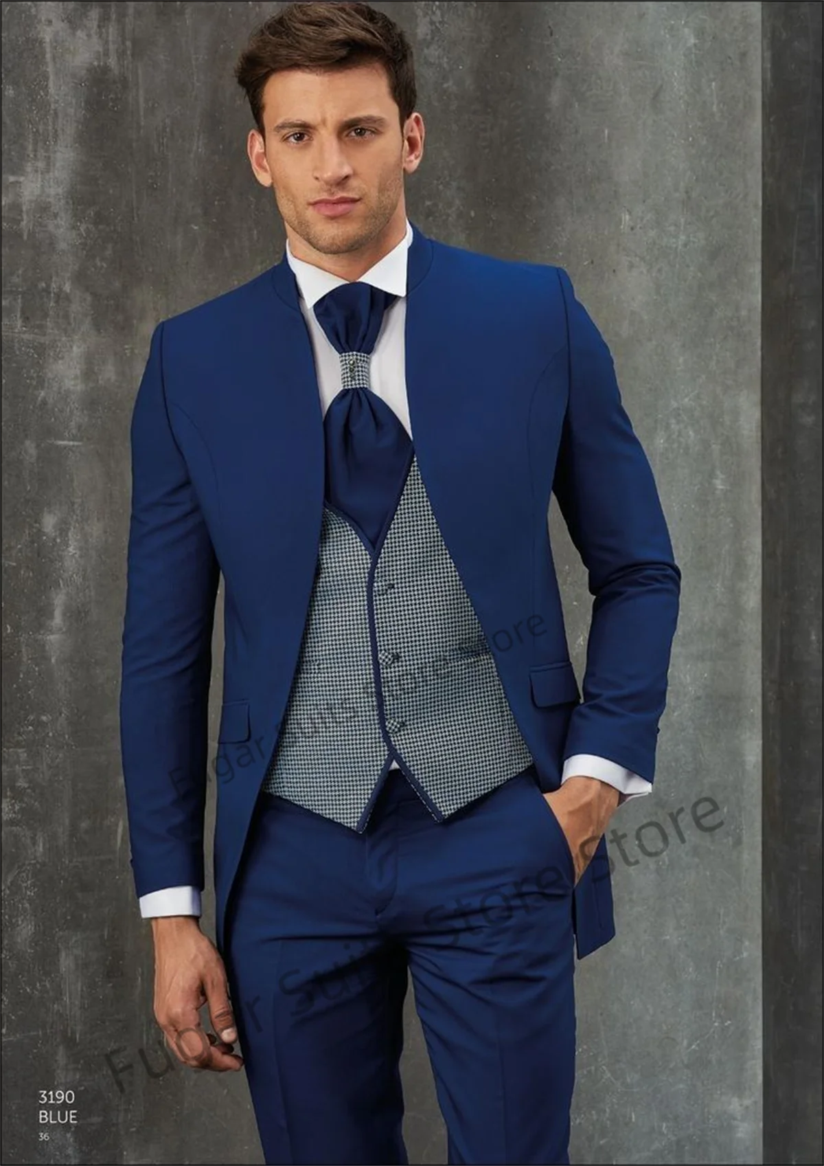 Business Blue Wedding Suits For Men Slim Fit Office Work Groom Tuxedos Prom 3 Pieces Sets High Qublity Male Blazer Costume Homme