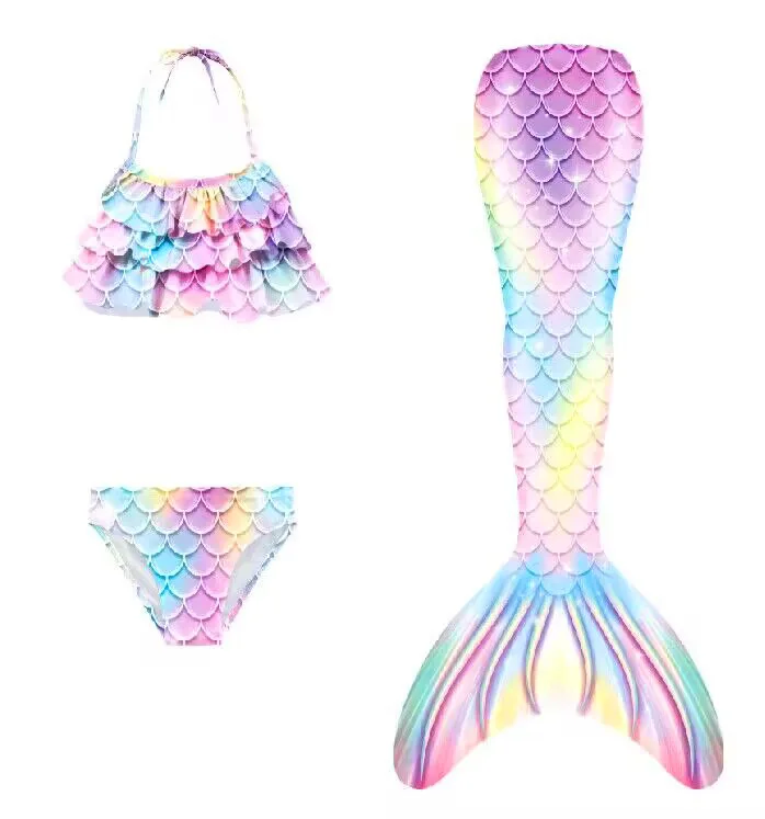 Girls Tail Mermaid Tails Beach Costume Clothing With Monofins Bikini Swimming Cosplay Littli Mermaid Tail Children Swimwear