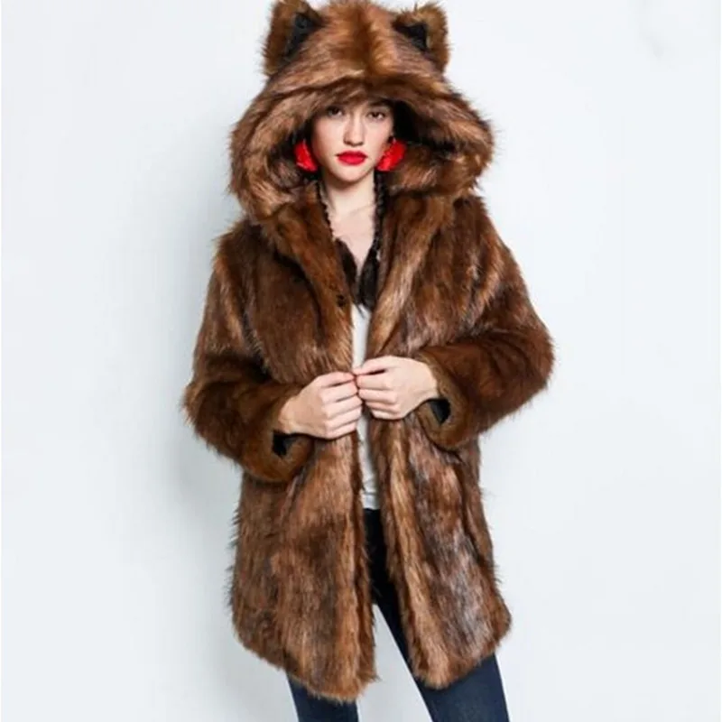 

Anti season autumn and winter fur coat Women's long imitation fur coat Fox fur collar Rabbit fur fur fur coat
