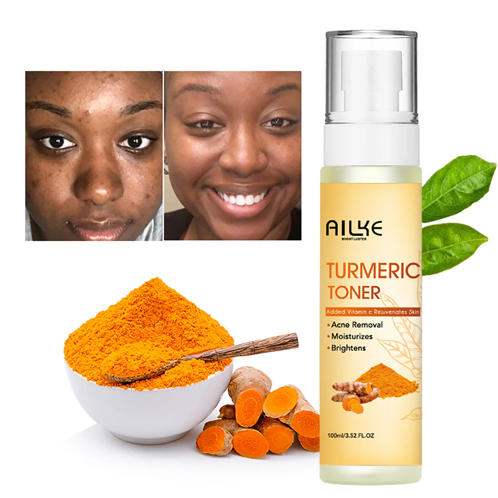 AILKE Natural Turmeric Toner for Face & Body, Brighten, Clean Skin, Uneven Skin Tone, Acne and Pimples Facial Toner 5