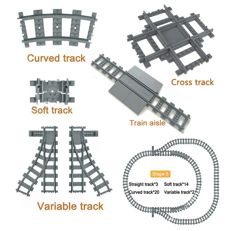 City Train Tracks Train Rail Straight Curved Tracks Sets Building