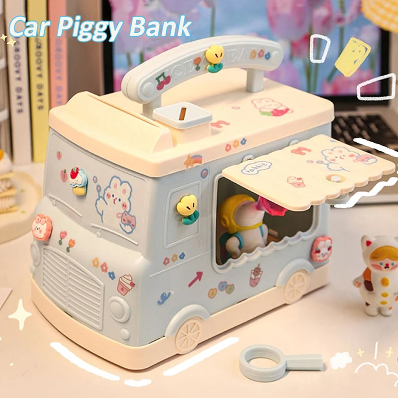 Cute House Piggy Bank With 3D Sticker Kawaii Large Size Safe Money