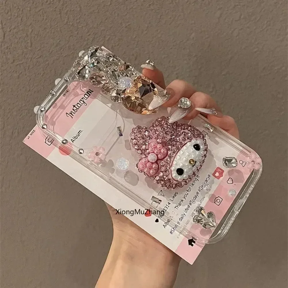 LUXURY RHINESTONES MELODY IPHONE 14 PRO MAX CASE Sanrio Full Rhinestone Heart Hello Kitty Phone Case For  main image 2