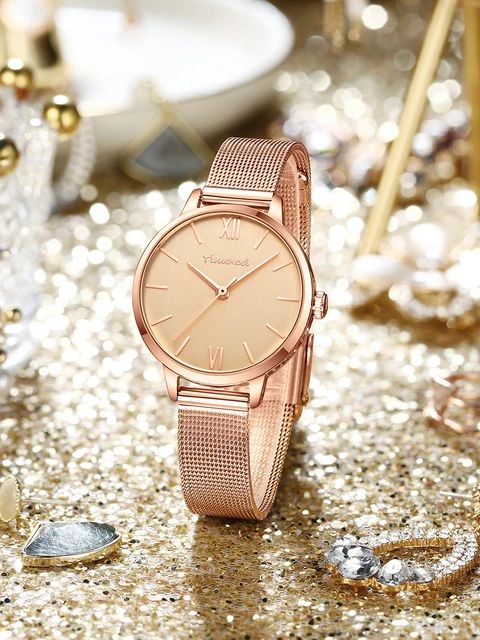 Relógio de ouro de luxo relógios femininos senhoras aço criativo pulseira feminina  relógios relógio feminino relogio feminino montre femme - AliExpress