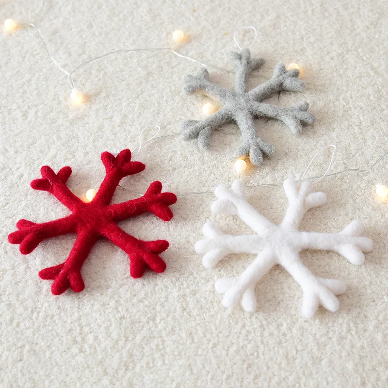 

Korean Sheep Felt Christmas Snowflakes Stars Christmas Tree Decoration Pendant Christmas Decorations Snow Decoration Navideña