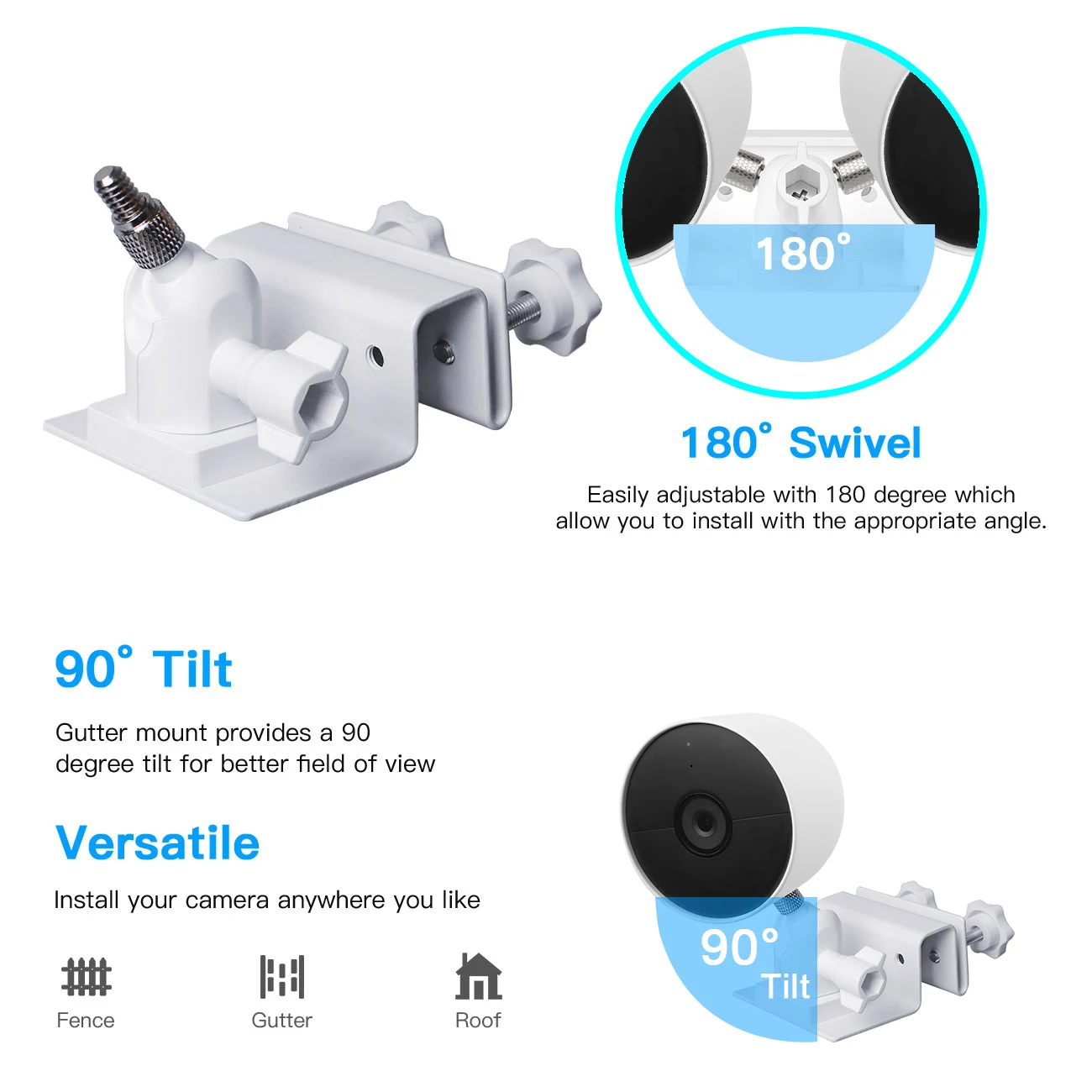 Google Nest cam グーグル　ネスト　カム グーグルネストカム用の掘削なし耐候性ガターマウントブラケット