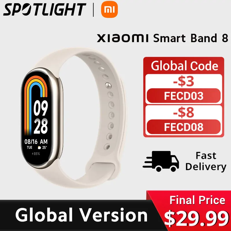 Xiaomi-smart Band com Suporte para Frequência Cardíaca Versão Global Tela Amoled de 1.62 Todo o Dia Spo2 Corrida Modo Bean Estreia Mundial