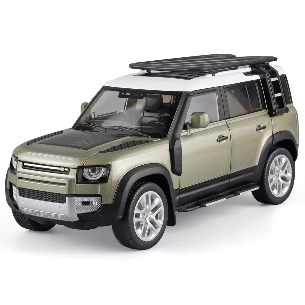 

1:18 Scale Vehicle Diecast Car Land Defender 110 Rovers Orv Metal Model with Light Sound Pull Back Toys Collection for Boy Gift