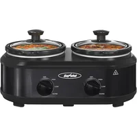 Double Slow Cooker,2 Pot Small Mini Crock Buffet Servers and Warmer,Dual Pot Oval Manual Slow Cooker 1
