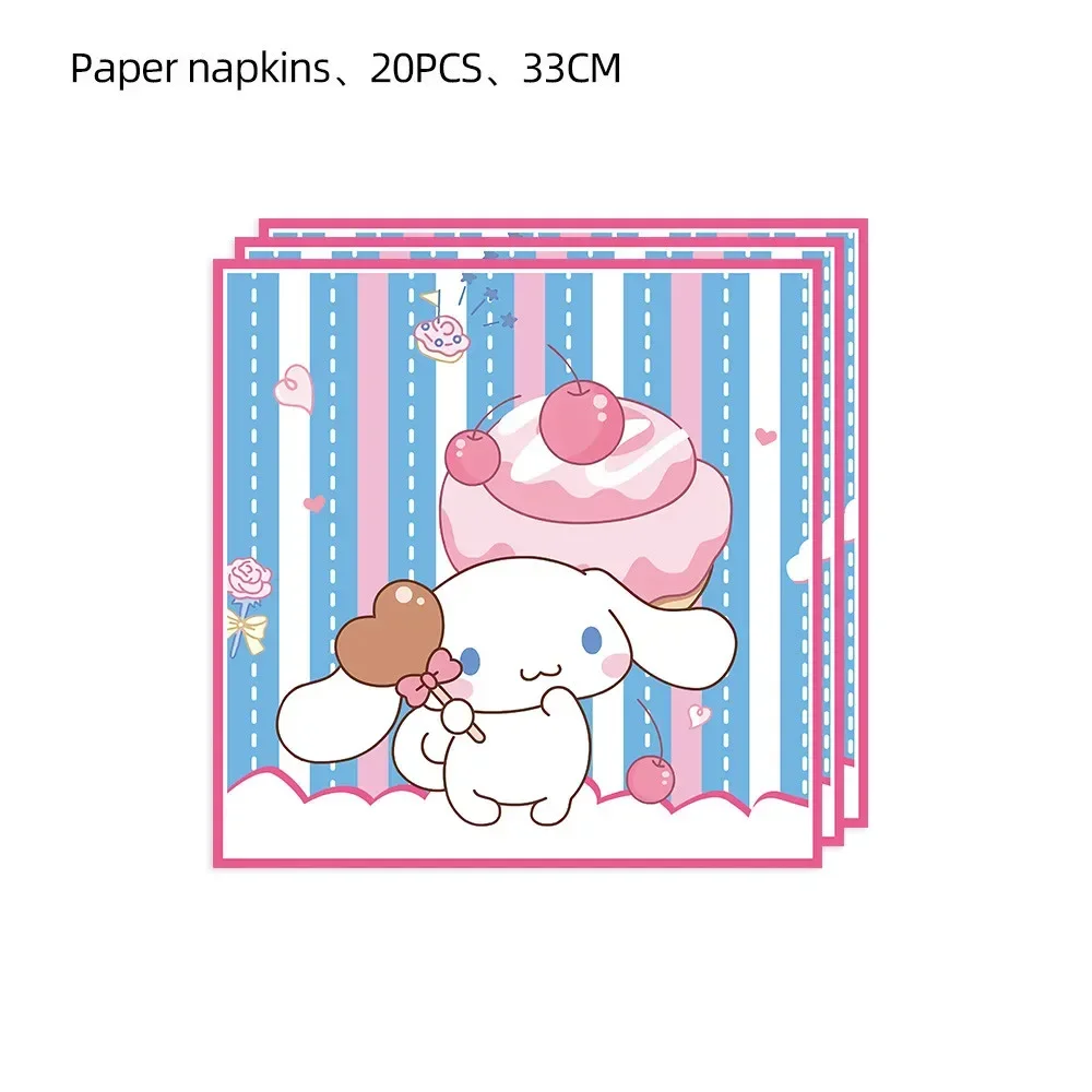 thumbnail image 1 of Platos, vasos y pancartas de papel para fiestas de Cinnamoroll, manteles, vajilla desechable, juego para decoración de cumpleaños de niños, suministros para fiestas de niñas, 1 of 5