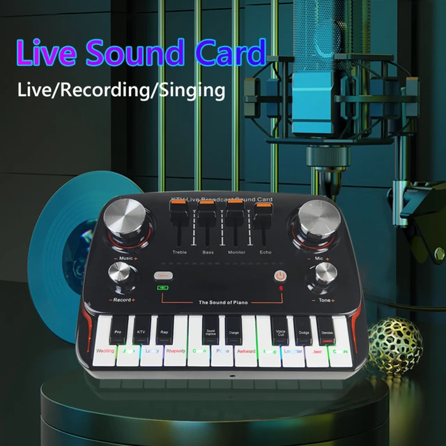 Piano Sound Card Audio Mixer Sound Board USB Console Desk System Interface  4 Channel DJ Karaoke Smartphone Computer Recording - AliExpress