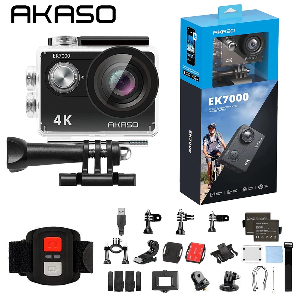 ブルー AKASO 4KスポーツアクションカメラウルトラHD防水DV ...