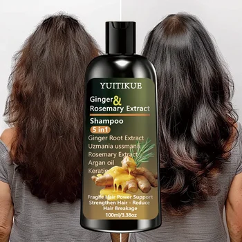 YUITIKUE Shampoo all'estratto di zenzero e rosmarino 5 in 1: nutriente intensivo, rinforza i capelli, riduce la rottura